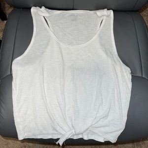 Aerie Knotted White Tank Top Shirt